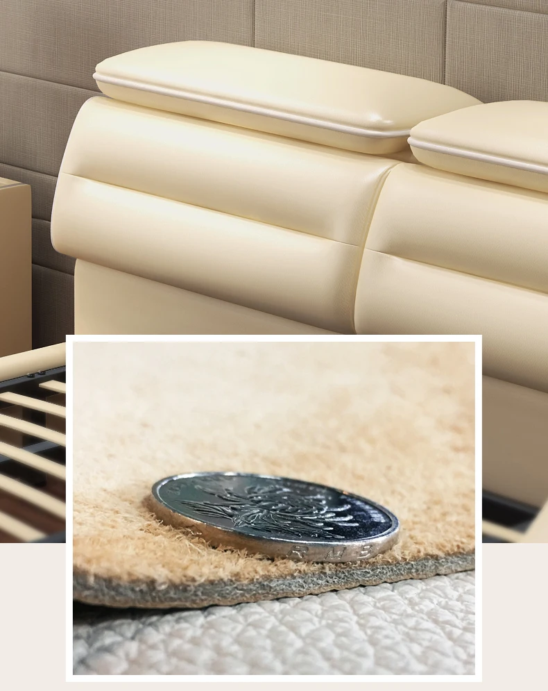 Роскошная массажная кровать из натуральной кожи с музыкальным динамиком для