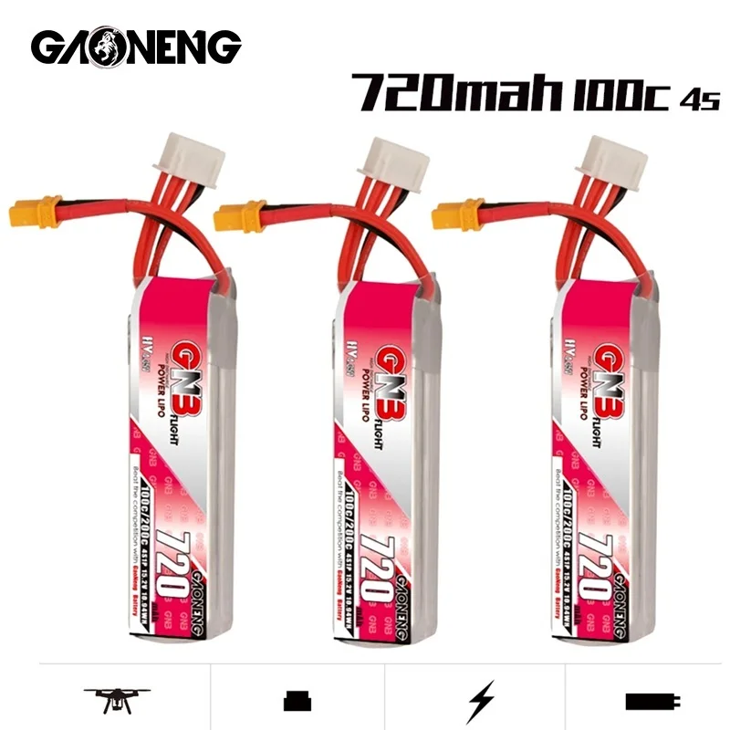 1-10 Uds GAONENG GNB 720mAh 4S 100C 15,2 V HV XT30 macho Lipo conector de bater&iacute;a para RC Dron de carreras con visi&oacute;n en primera persona Tinywhoop Kit de Marco-5
