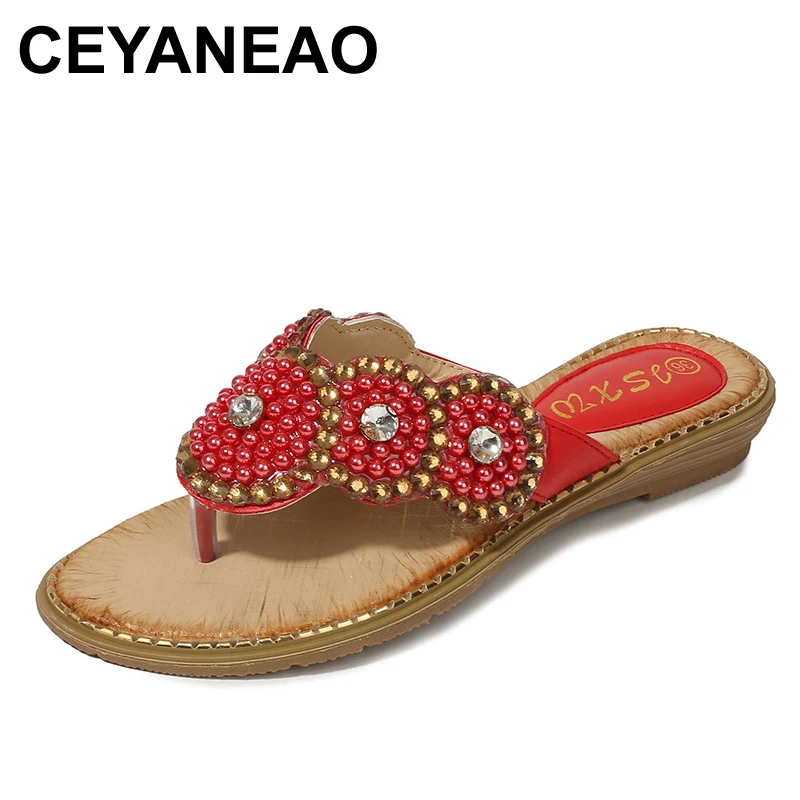 

Сланцы CEYANEAO женские, летние тапочки на танкетке, со стразами, уличные тапочки, 2020