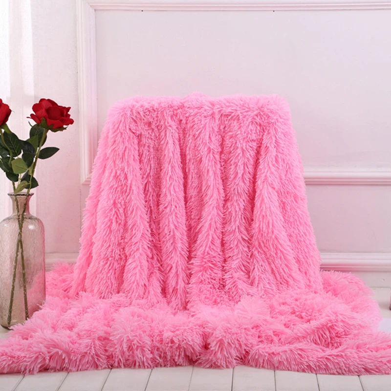 Pink BeddingOutlet ворсистое одеяло, мягкое плюшевое пушистое покрывало на кровать, цветное пушистое декоративное покрывало из искусственного меха для дивана и дивана - Цвет: Pink