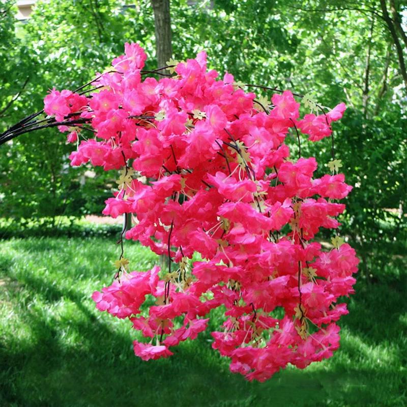 Искусственный шелк цветущая вишня цветы Гирлянда diy Декор для свадьбы Арка фото