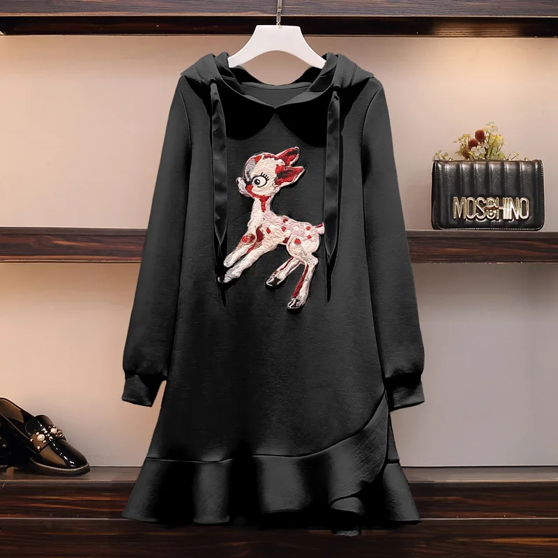 

Женское платье с рюшами и капюшоном, средней длины, весна-осень, с длинным рукавом, осенний свитер-русалка, новинка 2020