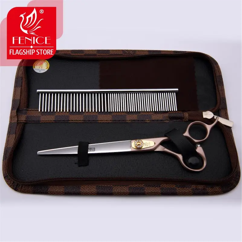 

Japan 440c Rose Gold Professional Pet Brand Dog Grooming Scissors 7.0 7.5 8.0 Inch Sharp Cutting Straight Shears
