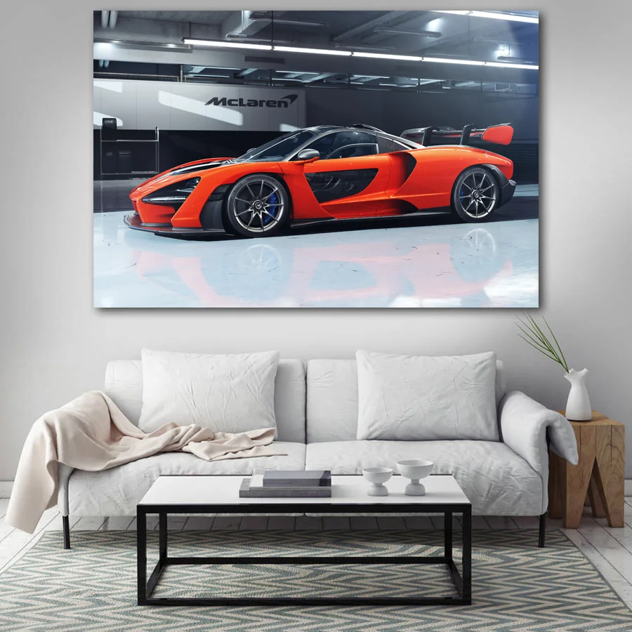 Плакаты и принты McLaren Senna красная автомобиль спортивный суперкар обои холст