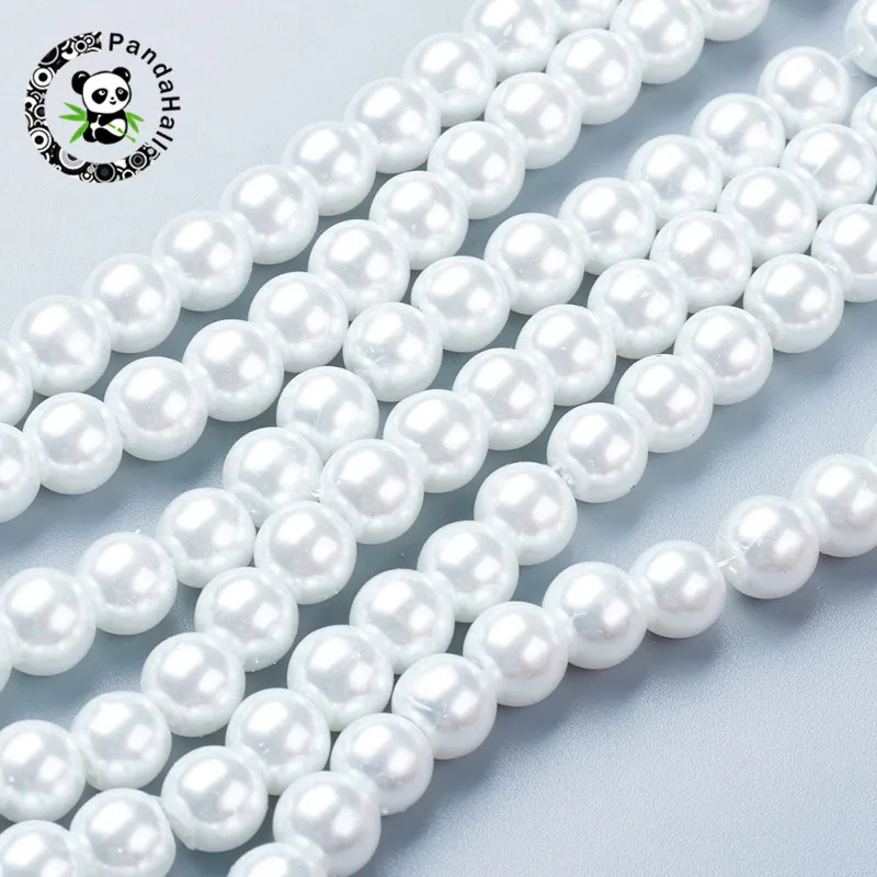 Бусины Из стеклянная имитация жемчуга перламутровые 1 нить 8 мм отверстие для