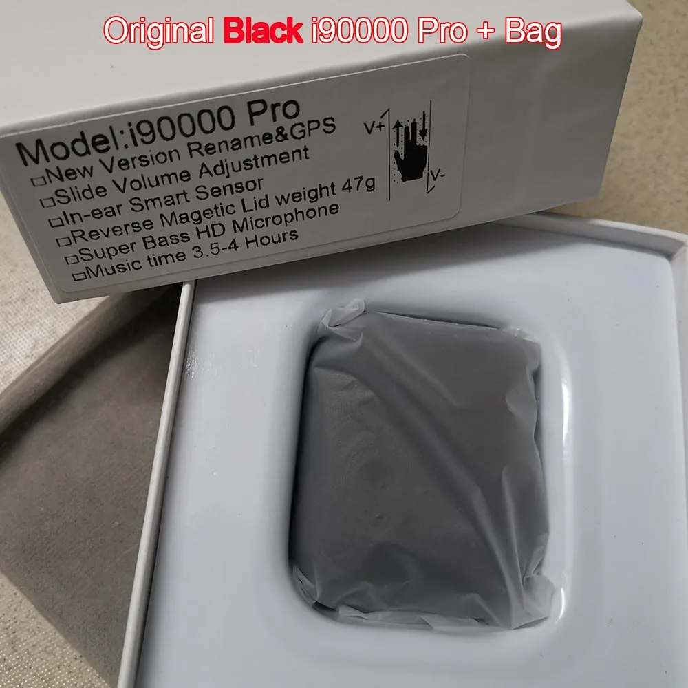 Original Black Новейший i90000 Pro Tws Air 2, беспроводной Bluetooth наушник с регулировкой громкости 8D, супер бас PK i50000 i5000 i9000TWS - Цвет: Original Black