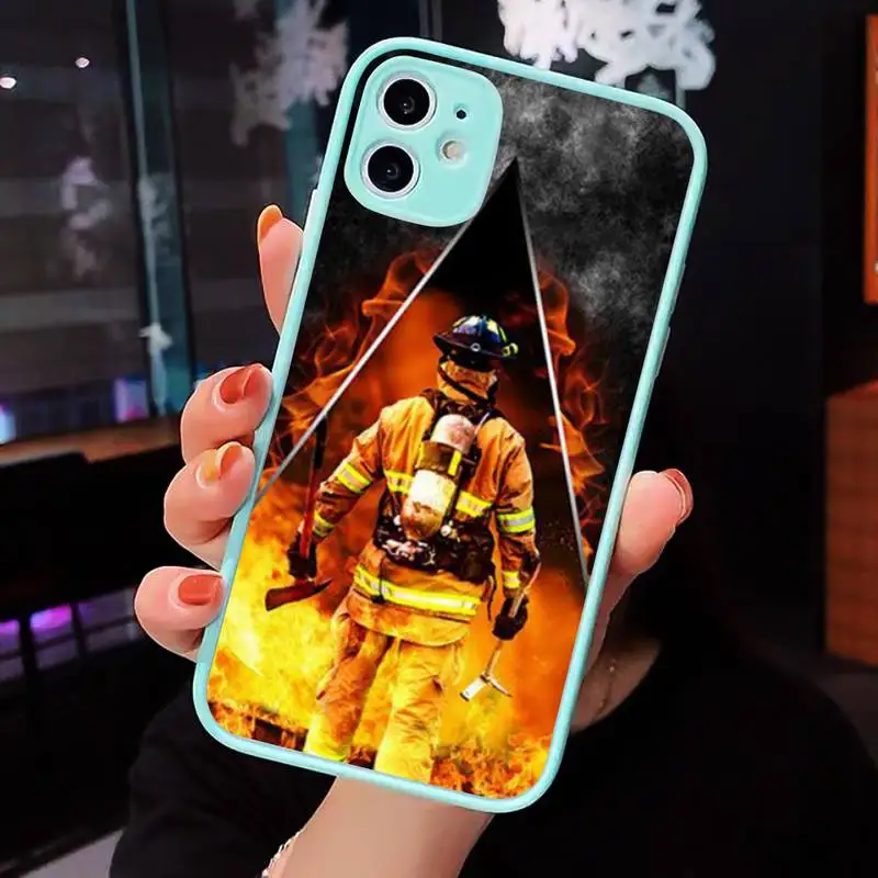 

Firefighter Heroes Fireman Phone Cases Matte transparent For blue iPhone 12 Mini 11 Pro XR XS Max 7 8 Plus X Back Cover