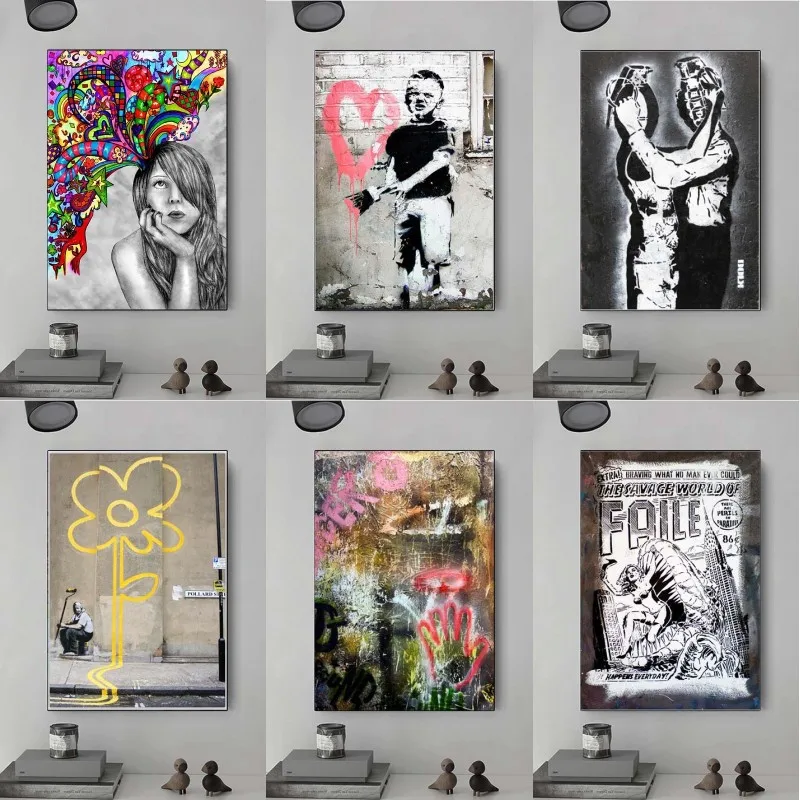 

Modern Whimsical Girl Oil on Canvas Painting Graffiti Wall Art Posters and Prints Wall Picture for Living Room Cuadros No Frame
