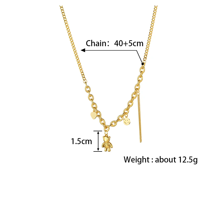 

Letdiffery Vintage Bear Pendant Necklace Romantic High Quality Heart Pendants Smile Necklaces Jewelry for Women Party Gifts