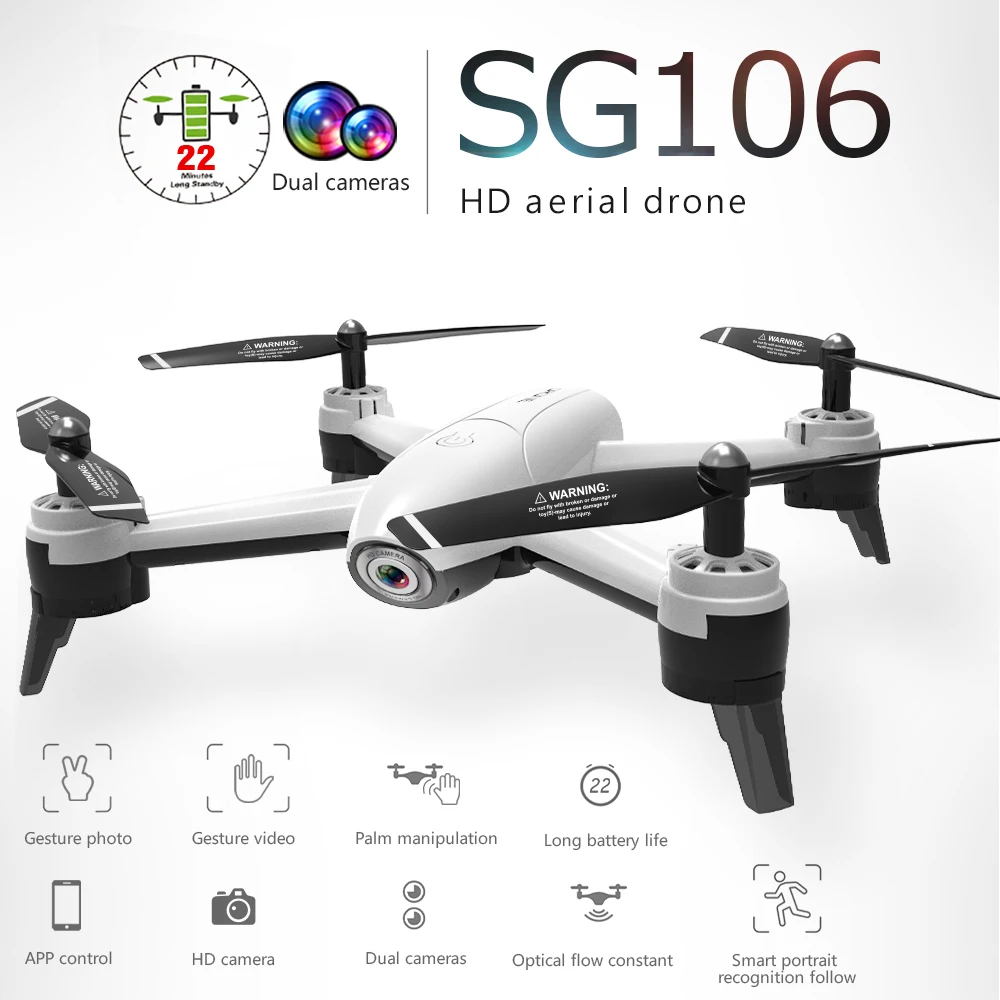Мини-Дрон SG106 с Wi-Fi FPV 4K камерой и оптическим потоком 1080P | Игрушки хобби