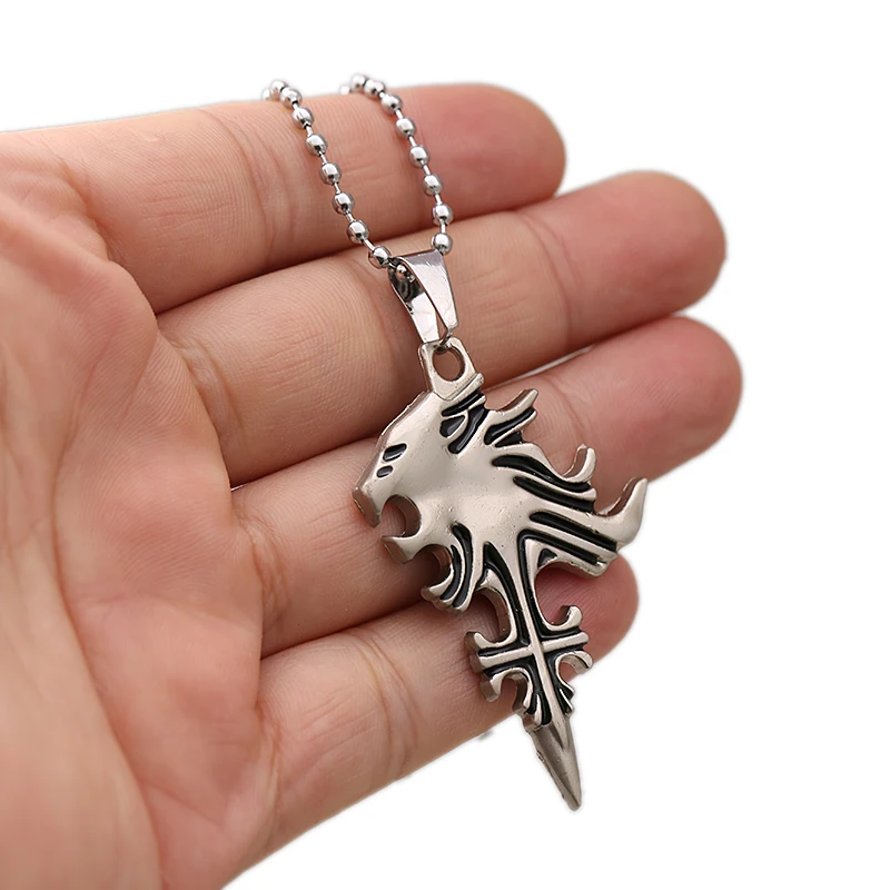 Игра Final Fantasy ожерелье Спящая голова льва Крест Подвеска цепочка на шею ожерелья