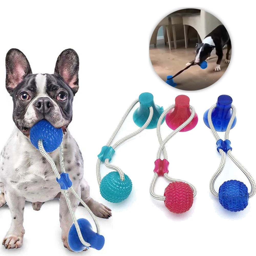 

Pet Molar Bite Chew Cleaning Teeth Safe Elasticity TPR Soft Puppy Suction Cup Biting Dog Toy Multifunction Rubber Chew Ball
