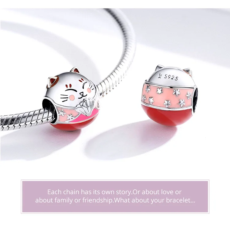 Fit Pandora браслет серебро 925 CZ Лебедь петух бусины S925 Красная эмаль деньги кот Ленивец украшения в виде слонов для изготовления ювелирных изделий