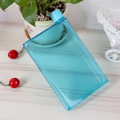 A5-BLUE Новая мода плоская фляга для воды портативная прозрачная книга портативный бумажный коврик бутылка для воды плоский чайник для напитков путешествия Пешие Походы напитки Бутылка - Цвет: A5-BLUE