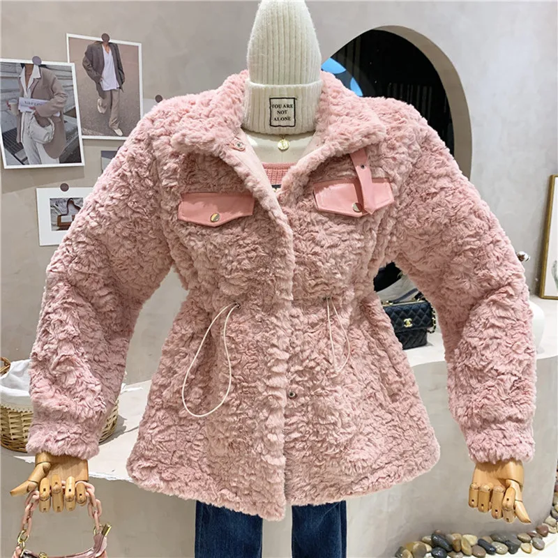 

New Women's Clothing 2021 Autumn Winter Fur integration Long sleeve loose Lamb hair Versatile thickening Coat Jacket