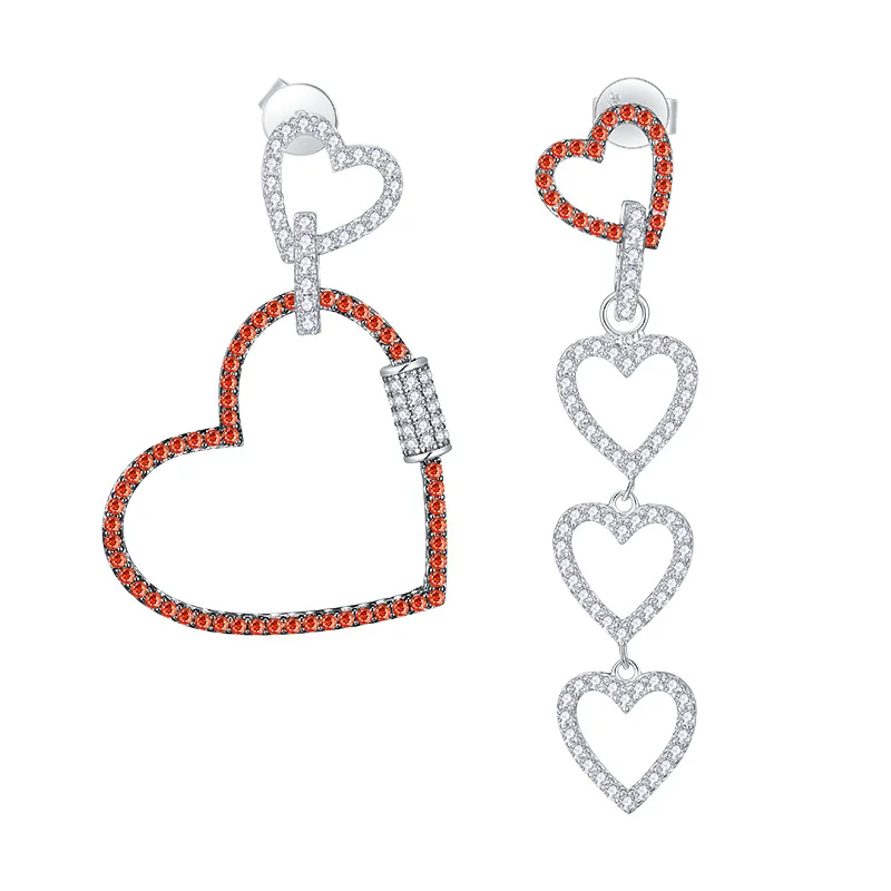 

Women Copper +Zircon Heart CZ Crystal Hollow Out Heart Long Dangle Earrings Jewelry For Women Lady Jewelry Gift