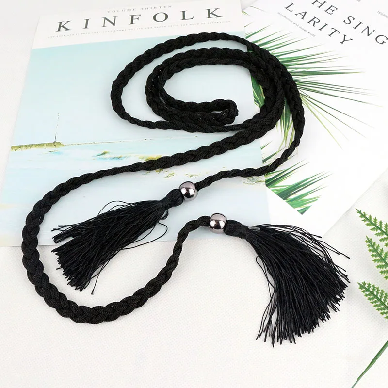 

Женский плетеный ремень с цепочкой длиной 180 см