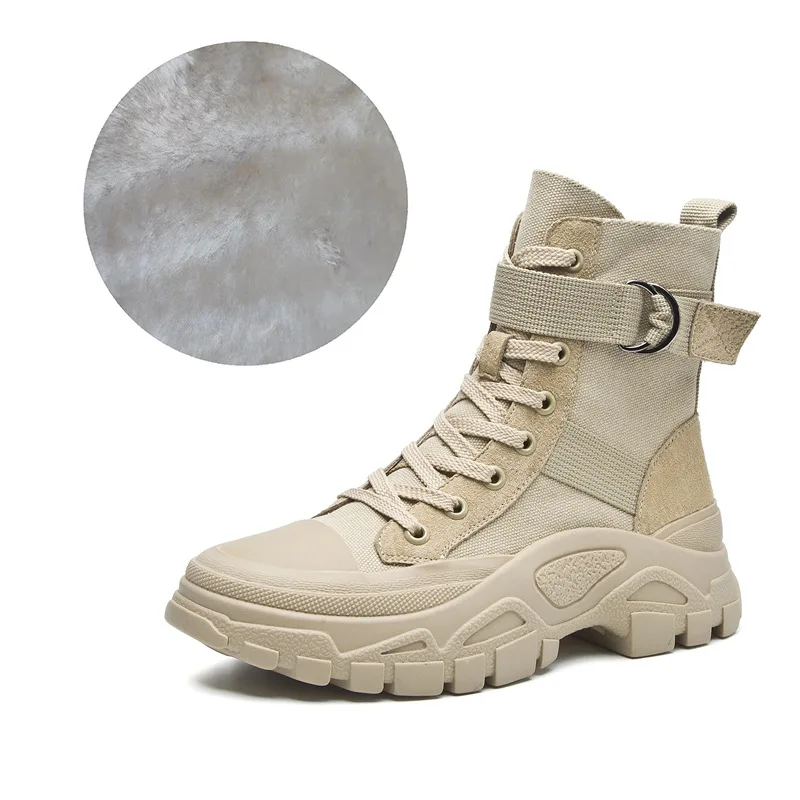 

Women Martin Boots Special Force Desert Combat Ankle Boots Thick Bottom increased Work Shoes Genuine Leather Motorcycle Shoe