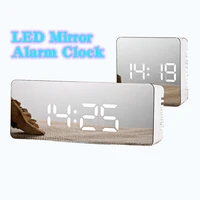 mirror alarm clock led digital snooze table clock wake up light electronic large time temperature display home bedroom decor