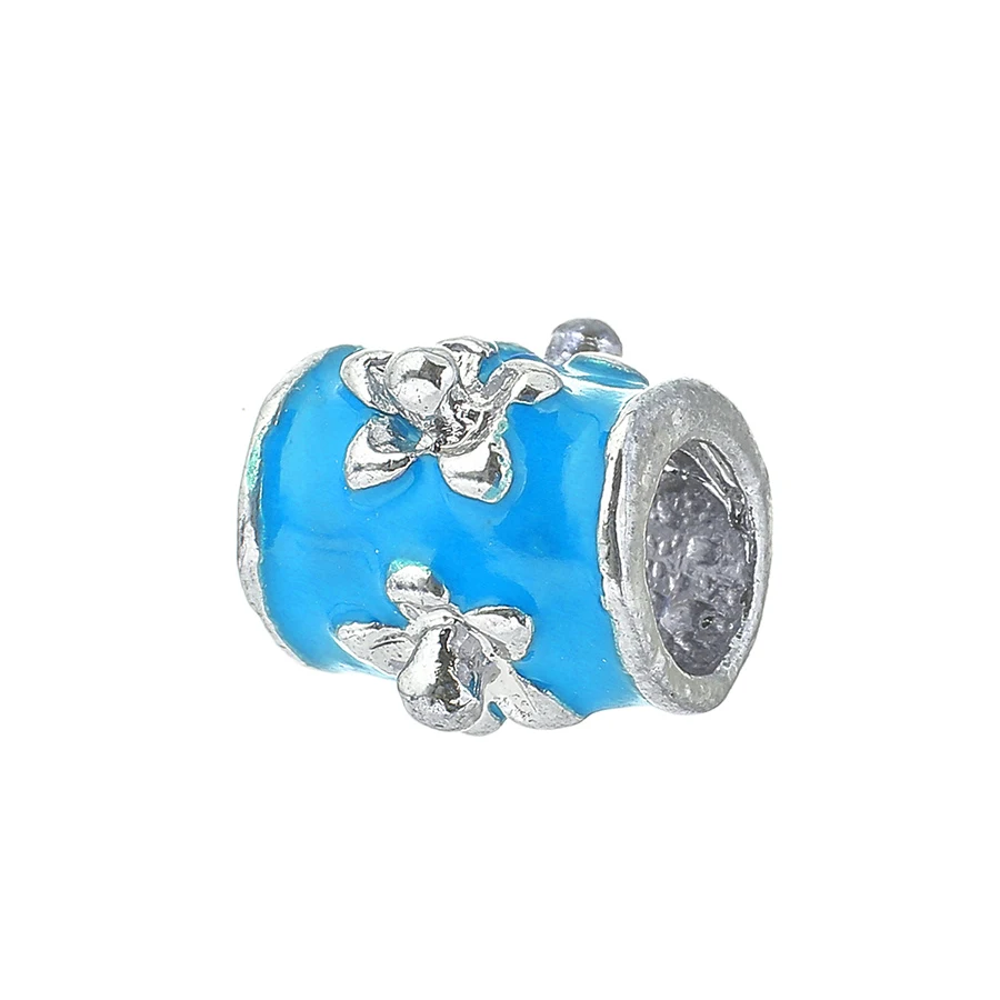 

Seialoy 2pcs Fashion Blue Cyan Butterfly Beads Silver Color Charm For Bracelets Original Necklace Diy Women's Jewelry Accessory