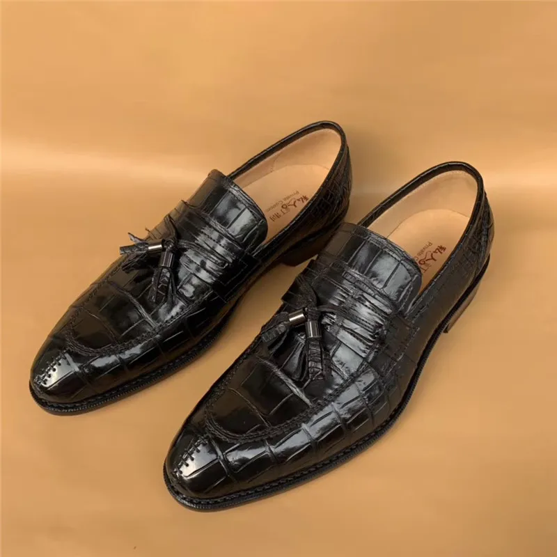 Дизайнерская обувь с острым носком натуральная крокодиловая кожа модельные