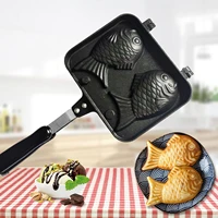 2 molds fish shaped waffle pan maker non stick buscuit cake bake bakeware home kitchen diy dessert cooking pan plate