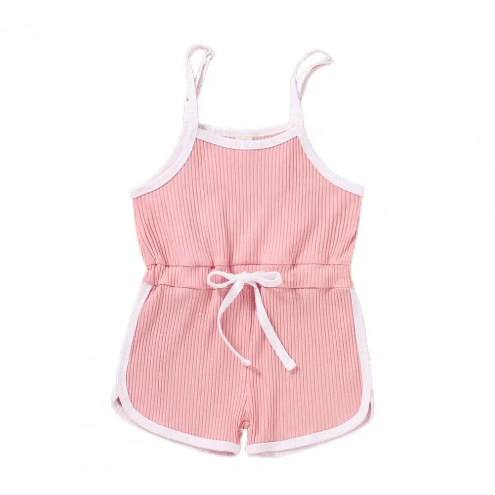

Kids Solid Color Simple Jumpsuit Sling Solid Color Mini Kids Pit Stripes Short Romper for Outdoor
