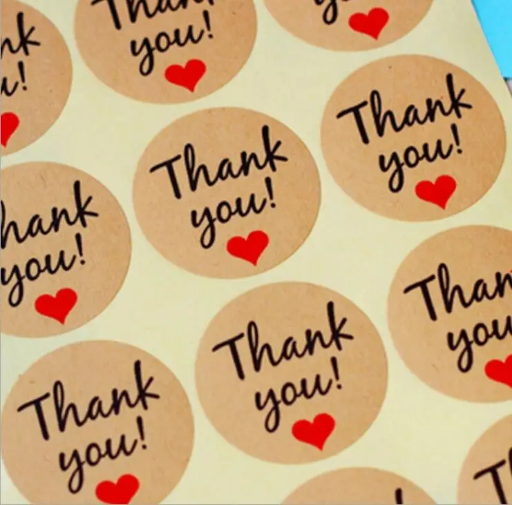 

12Pcs/1sheet Vintage"Thank you" Heart Round Kraft paper Seal sticker For handmade products baking products sealing sticker Label