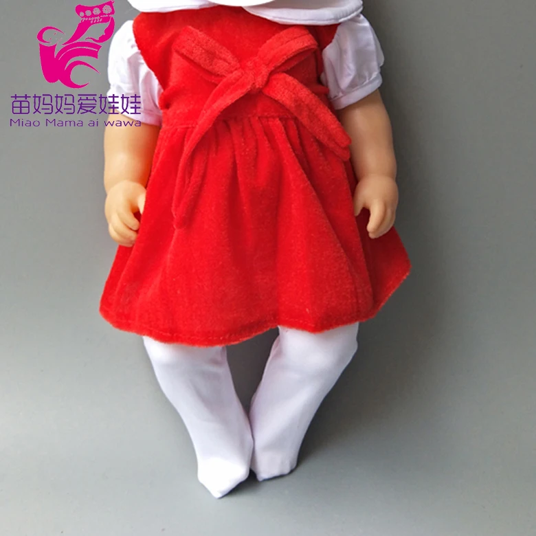 Одежда для куклы красное платье белые брюки леггинсы подходит кукол 43 см и 17 18