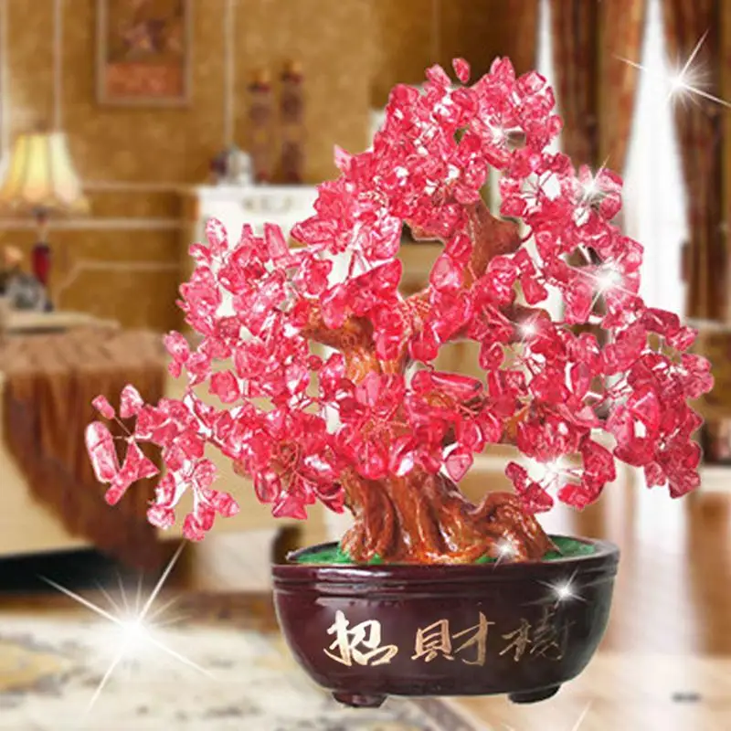 

Fortune Tree Mix Gem Stone Money Amethyst Rose Citrine Carnelian Clear Quartz Feng Shui Plants Flowers Artificial Trees Yellow