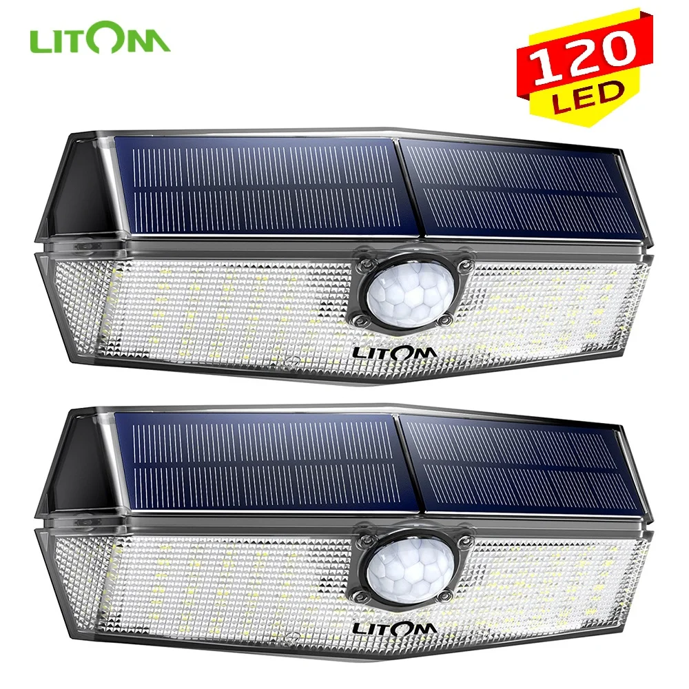 2 Упак. LITOM 120 LED яркий Солнечный свет IP67 Водонепроницаемый 3 регулируемых режима