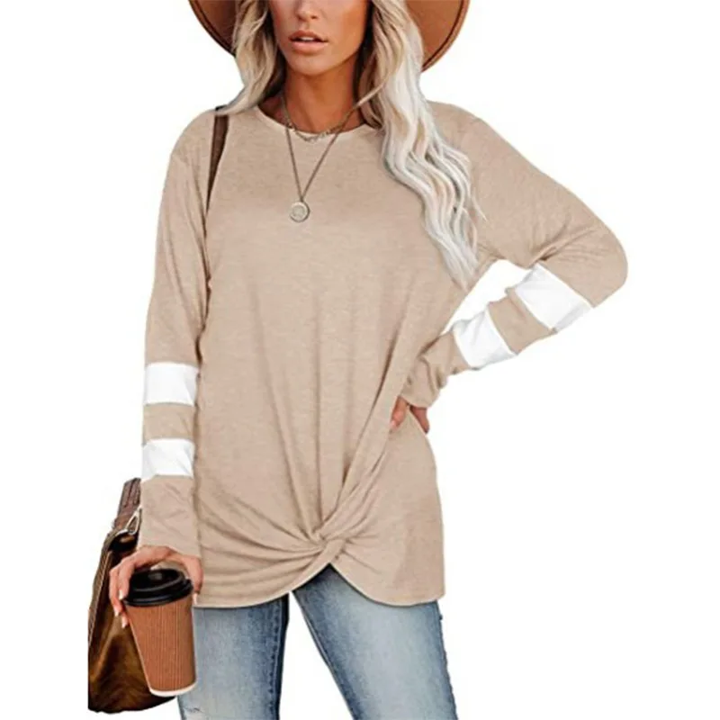 

Women T-shirt Tops & Tees Female Round Neck Long Sleeve Round Neck Casual T-shirt for women sp227