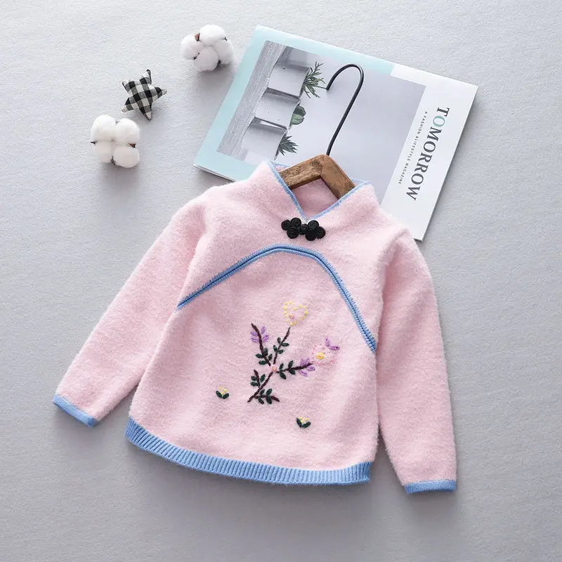 2019 г. Китайский осенний свитер для маленьких девочек вязаный одежда детей топ от 4