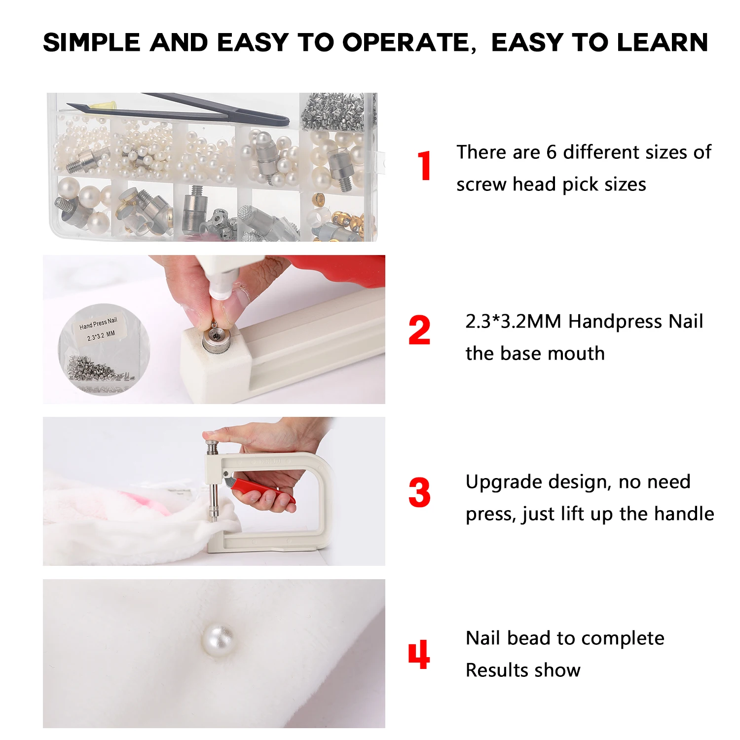 Ручная машина для изготовления бусин с гвоздями набор жемчужных заклепками