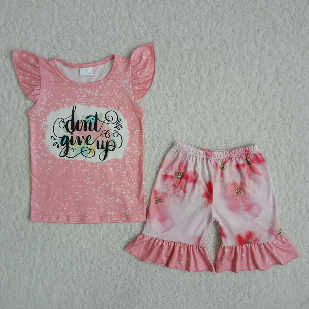 

2pcs Newest Summer Toddler Infant Baby Girl Cotton Casual Outfits Set Floral Letter Pink Shirt+Flower Shorts Cute Baby Clothes