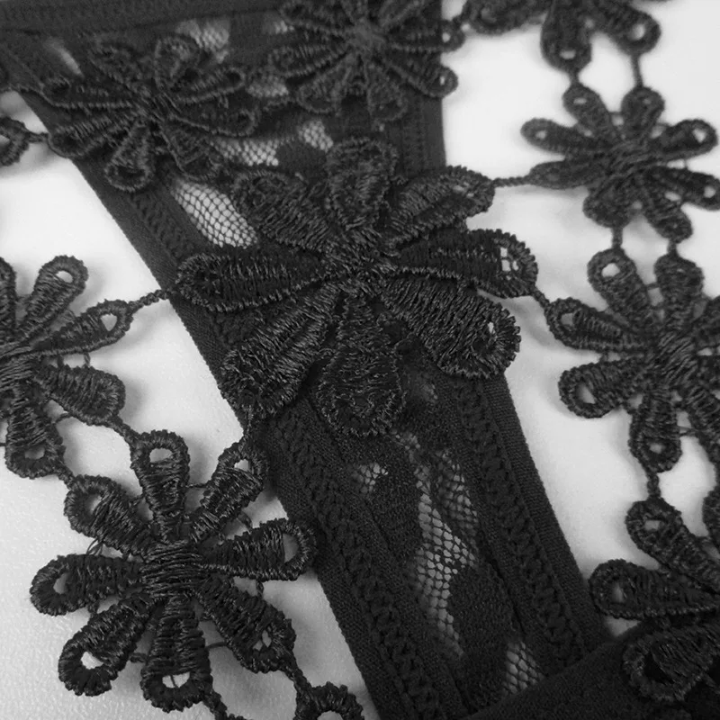 Flower embroidery sexy thongs women's low waist panties hollow temptation hot |