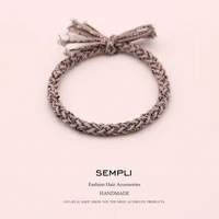 sempli high quality nylon metallic line rubber bands for womens and girl lady elastic hair bands accessories satin scrunchies