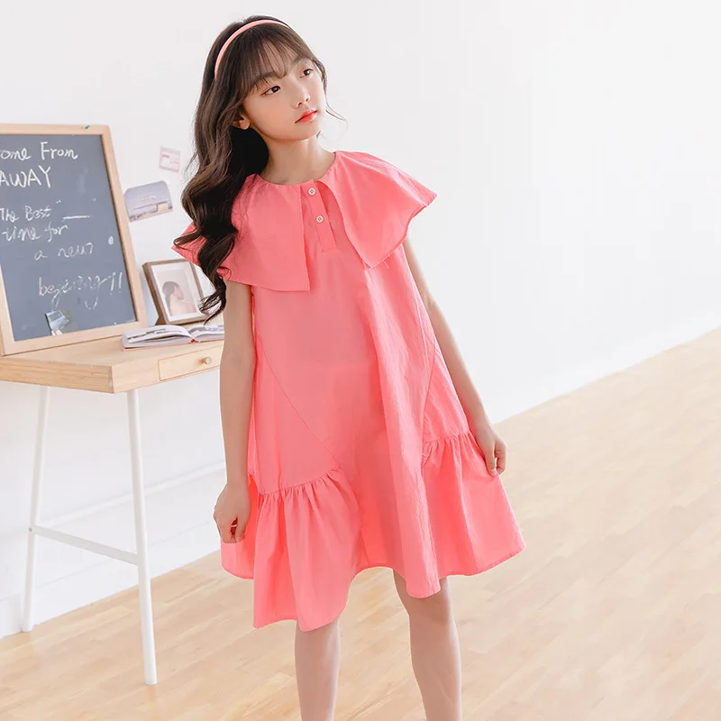 

Girls Dress 2020 New Kids Girls Cotton Casual Dresses Big Girls Cute Princess Dress Children Sleeveless Summer Clothing, #8780