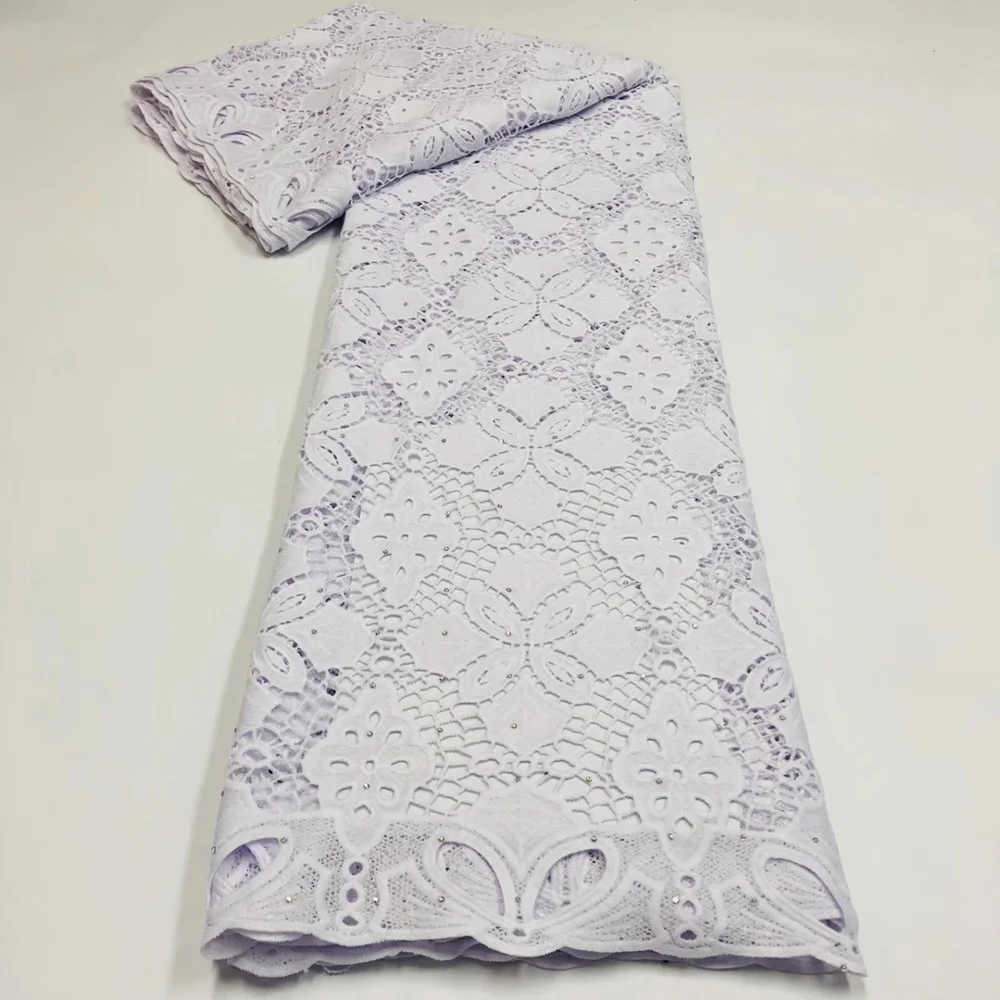 

Latest Pure White Milk Silk African Cord Lace Fabric High Quality Guipure Lace Embroidery French Water Soluble Lace For Wedding