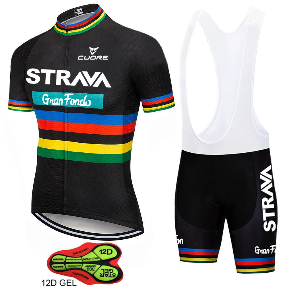 

2021 New STRAVA Summer Cycling Jersey Set Breathable Team Racing Sport Bicycle Jersey Mens Cycling Clothing Short Bike Jersey