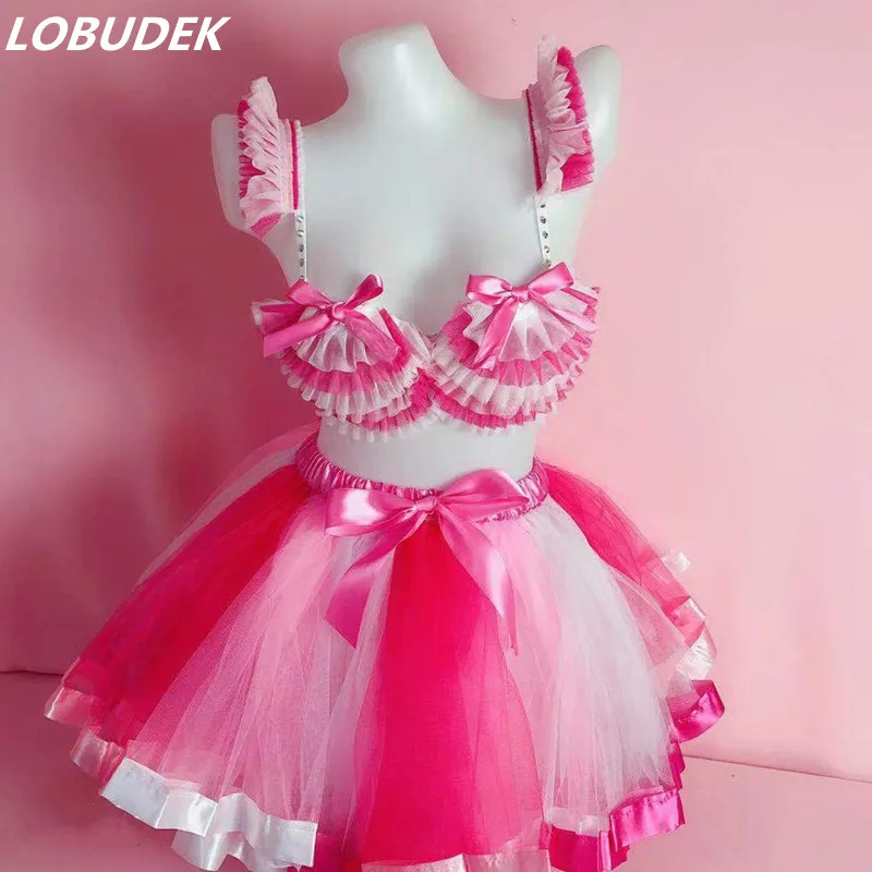 Комплект женского мини-бикини с юбкой соблазнительный костюм для танцевальной