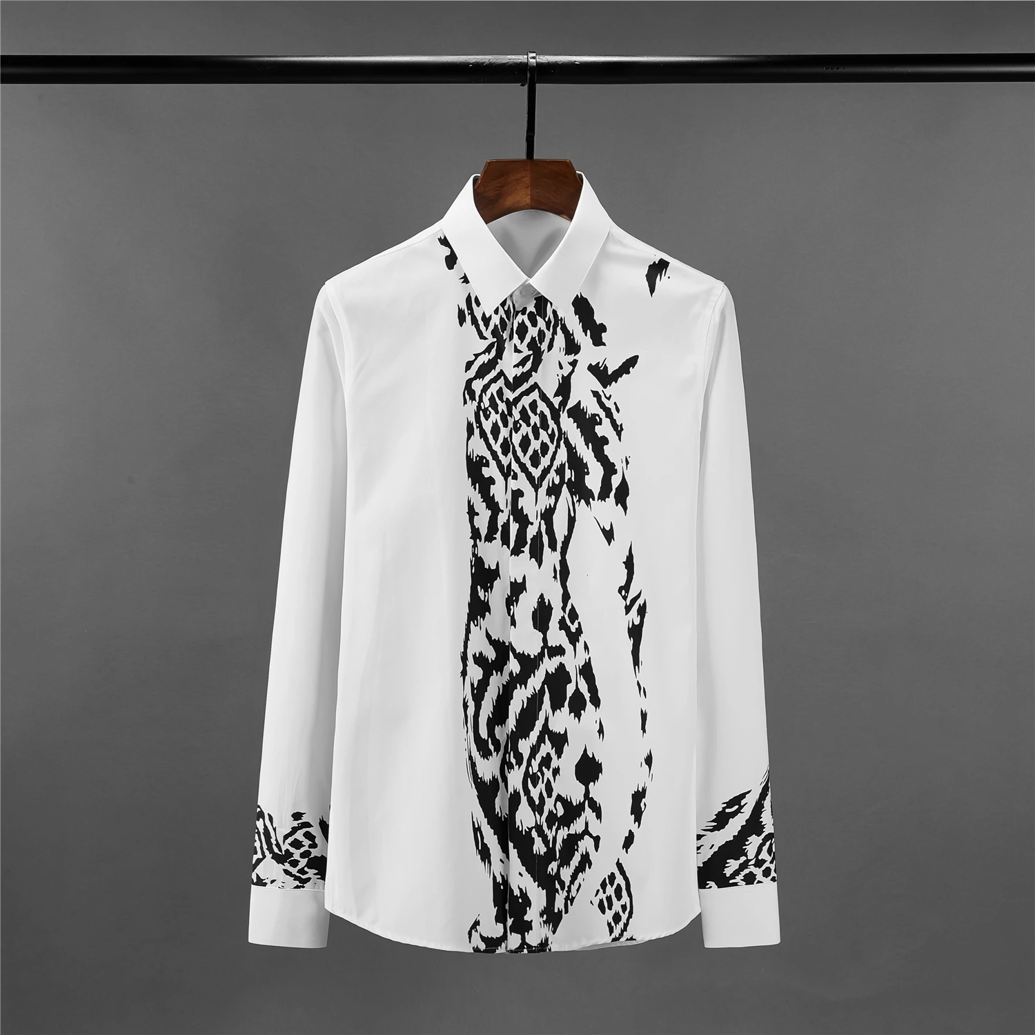 Minglu протектор хлопок мужская рубашка Роскошные туфли из кожи с леопардовым