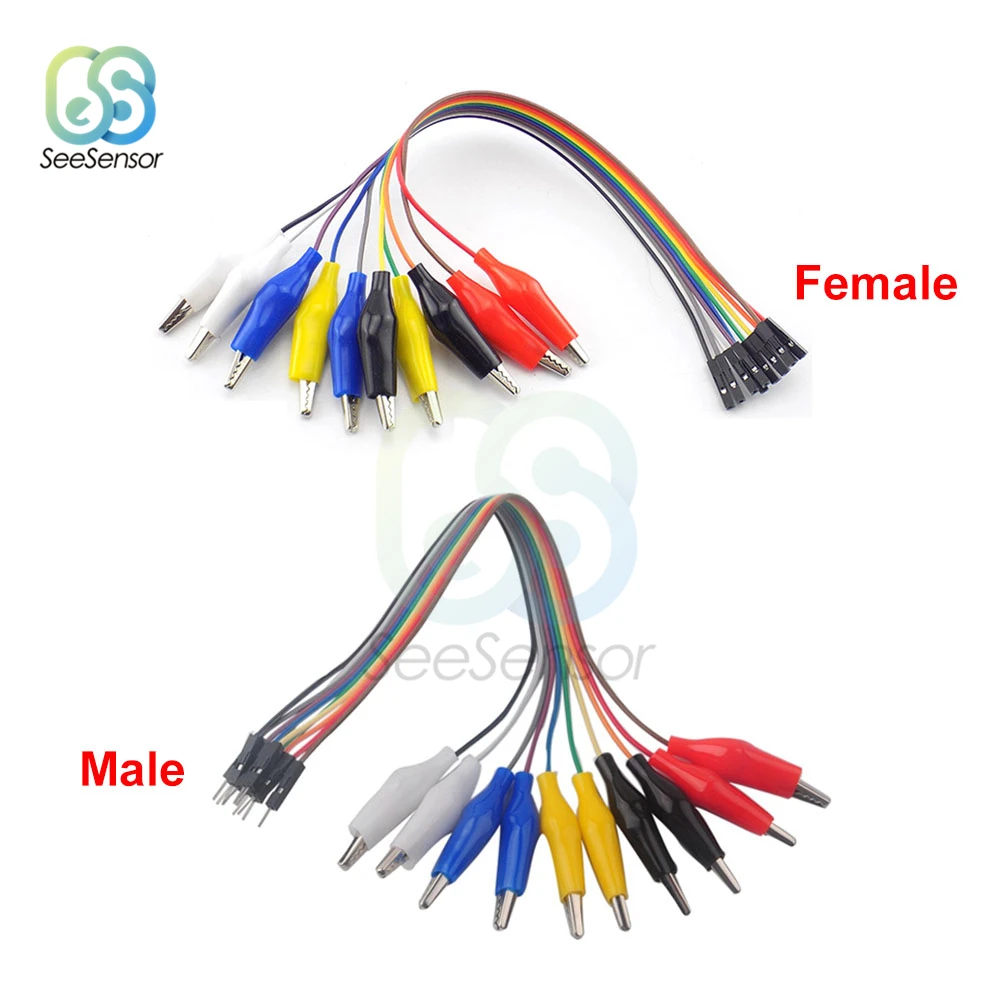 20cm 30cm 10pin Double-end Alligator Clips Dupont Wire Jump Male Female Crocodile Clip Test Lead Jumper Line Cable DIY | Обустройство