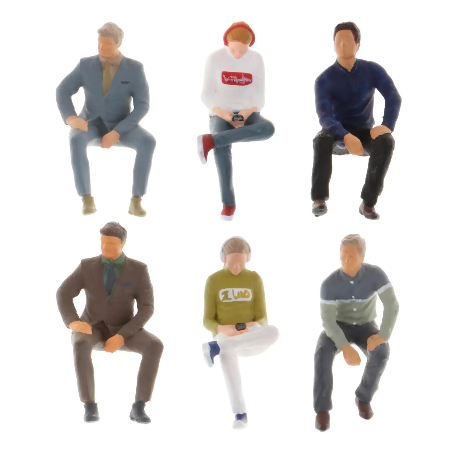 

1/64 Scale Hand Painted Characters Mini Tiny Sitting Position PVC People Street Sand Table Scenery Scenario Children Toy Accs