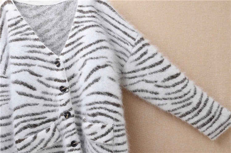 Женский кашемировый вязаный кардиган толстый Свободный из ангорской шерсти с