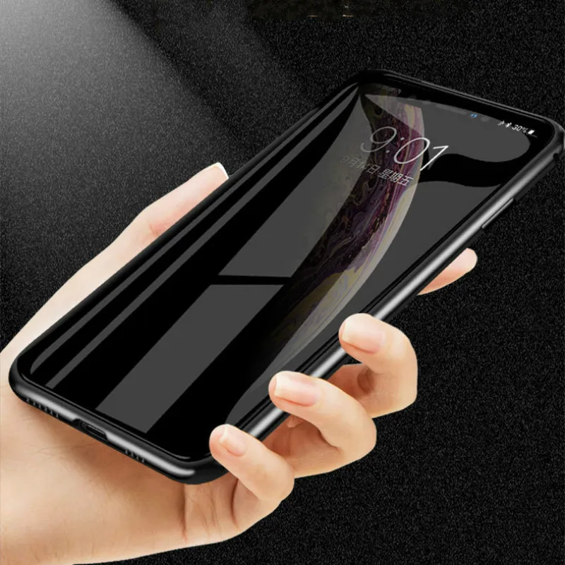 Двусторонний стеклянный чехол для IPhone Xs Max Xr X 7 8plus с металлической рамкой