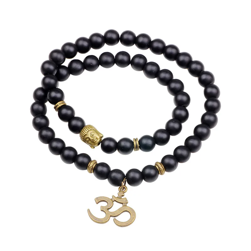 

Multilayer Black Beads Bracelet Bangle Men Adjustable Personality Alloy Jewelry Accessories Buddhist Buddha Prayer for Women