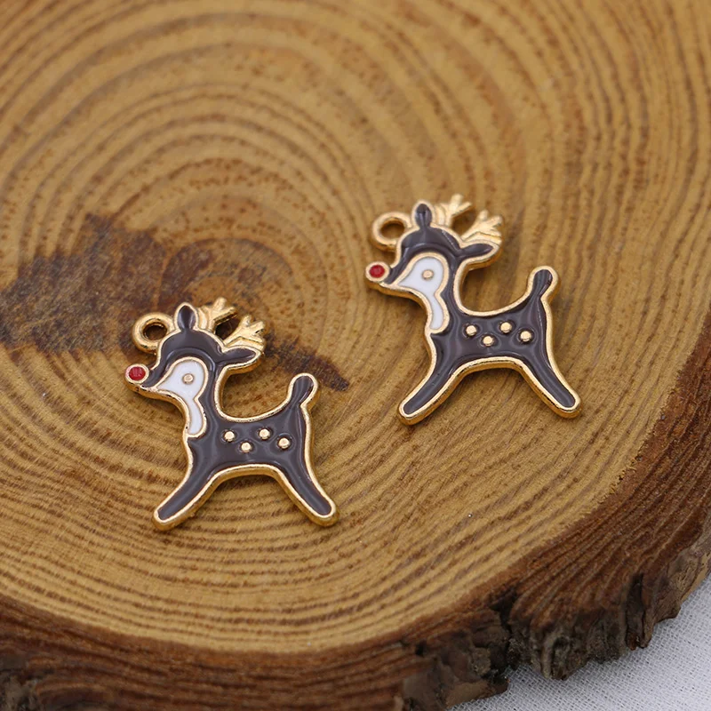 

10 шт. Золотая эмаль розовый олень Сика Очаровательная подвеска ювелирные изделия браслет ожерелье «сделай сам» серьги аксессуары поделки