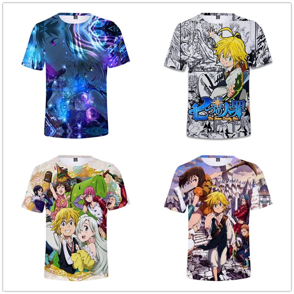 

The Seven Deadly Sins T-shirts Boys Girls Nanatsu no Taizai Meliodas Tshirt Kids Fashion Anime T Shirt Tee Casual Clothes
