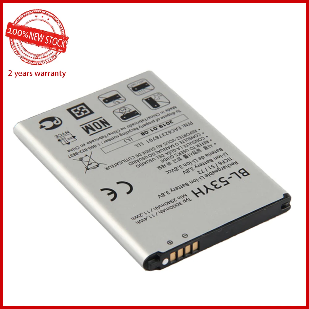 100 original 3000mah bl 53yh phone battery for lg optimus g3 d830 d850 d851 d855 ls990 vs985 f400 lg g3 phone battery free global shipping